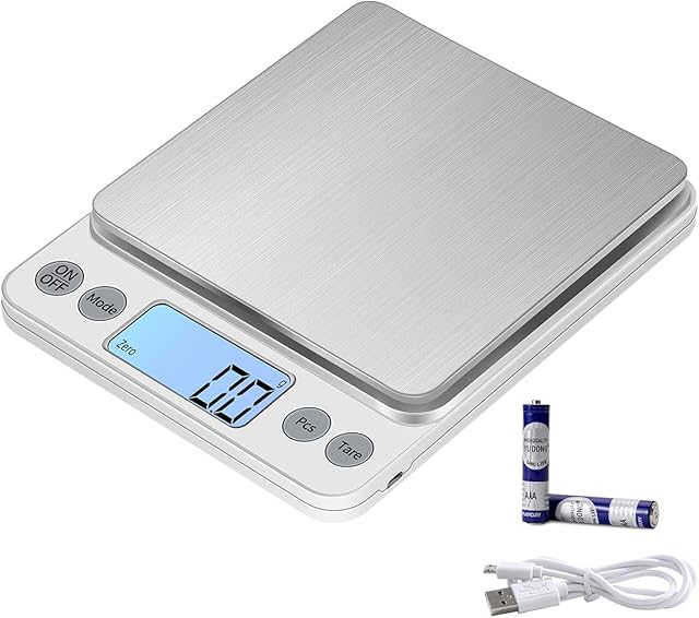 KUBEI Upgraded Larger Size Digital Food Scale Weight Grams and OZ, 5kg/0.1g Kitchen Scale for Cooking Baking, High Precision Electronic Scale with LCD Display