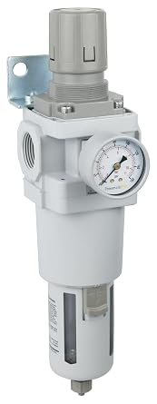 PneumaticPlus SAW600-N10BG Compressed Air Filter Regulator Piggyback Combo 1" NPT - Poly Bowl, Manual Drain, Bracket, Gauge