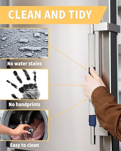 Miniatura 4 de Juego de 2 fundas para manijas de puerta de refrigerador con rayas azul marino para lavavajillas, microondas, horno, nevera, estufa,