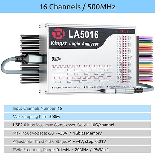 Miniatura 2 de innomaker LA5016 USB Lógica Analizador 16Canales 500M Frecuencia de muestreo máxima 10GB Muestras MCUARMFPGA Herramienta de depuración Inglés