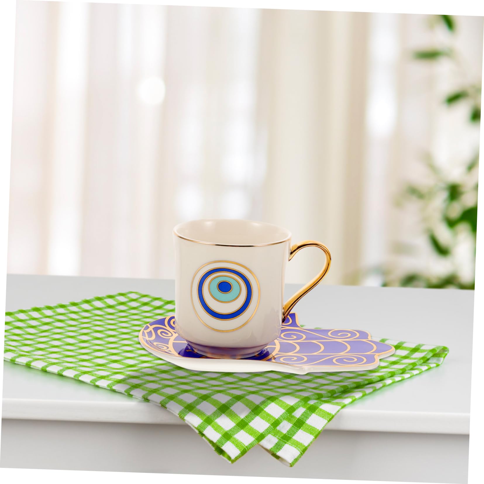SHOWERORO 2 Juegos De Tazas De Café Tazas De Té De Cerámica Con Platillo Elegantes Y Fáciles De Limpiar Sin Cerámica.