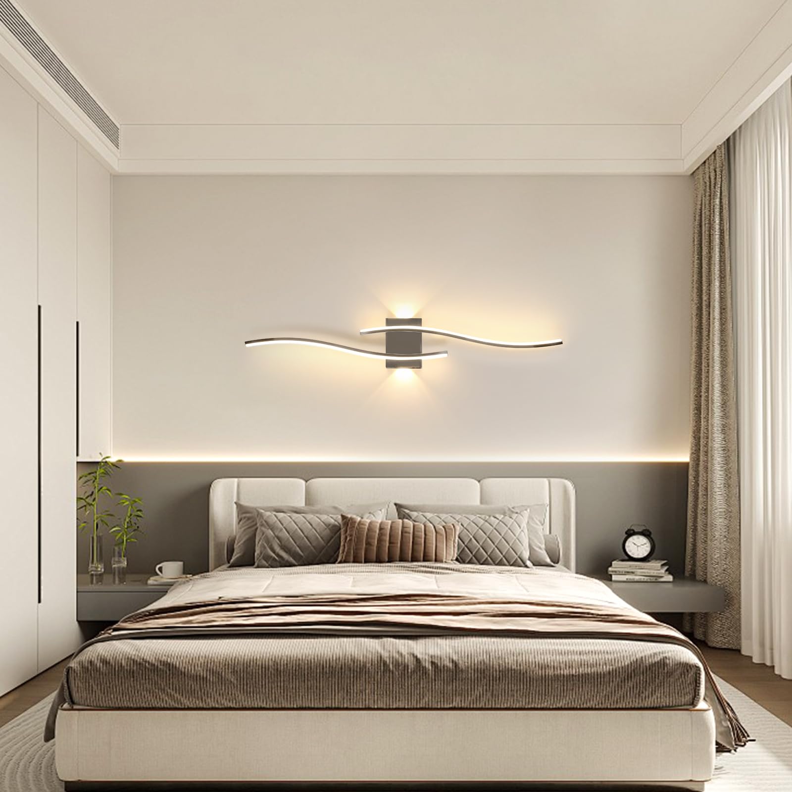 Comely LED Wall Light, Indoor Wave Shaped LED Wall Sconce Light Warm White 3000K - Image 2