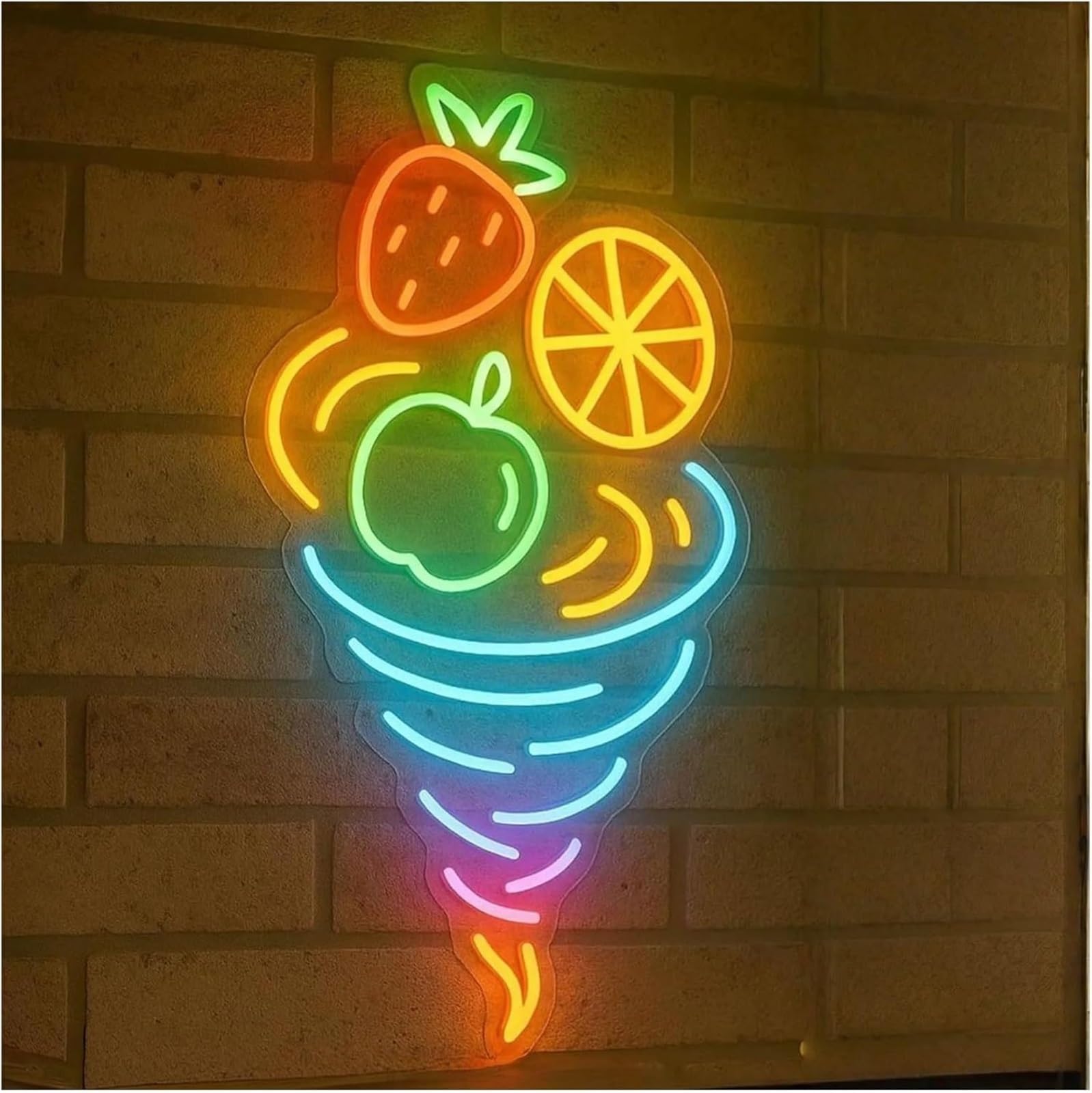 Zynther Neon lamp for neon Sign Orange Lemon Strawberry Drinks Smoothie Shop Business Art Wall 38cm