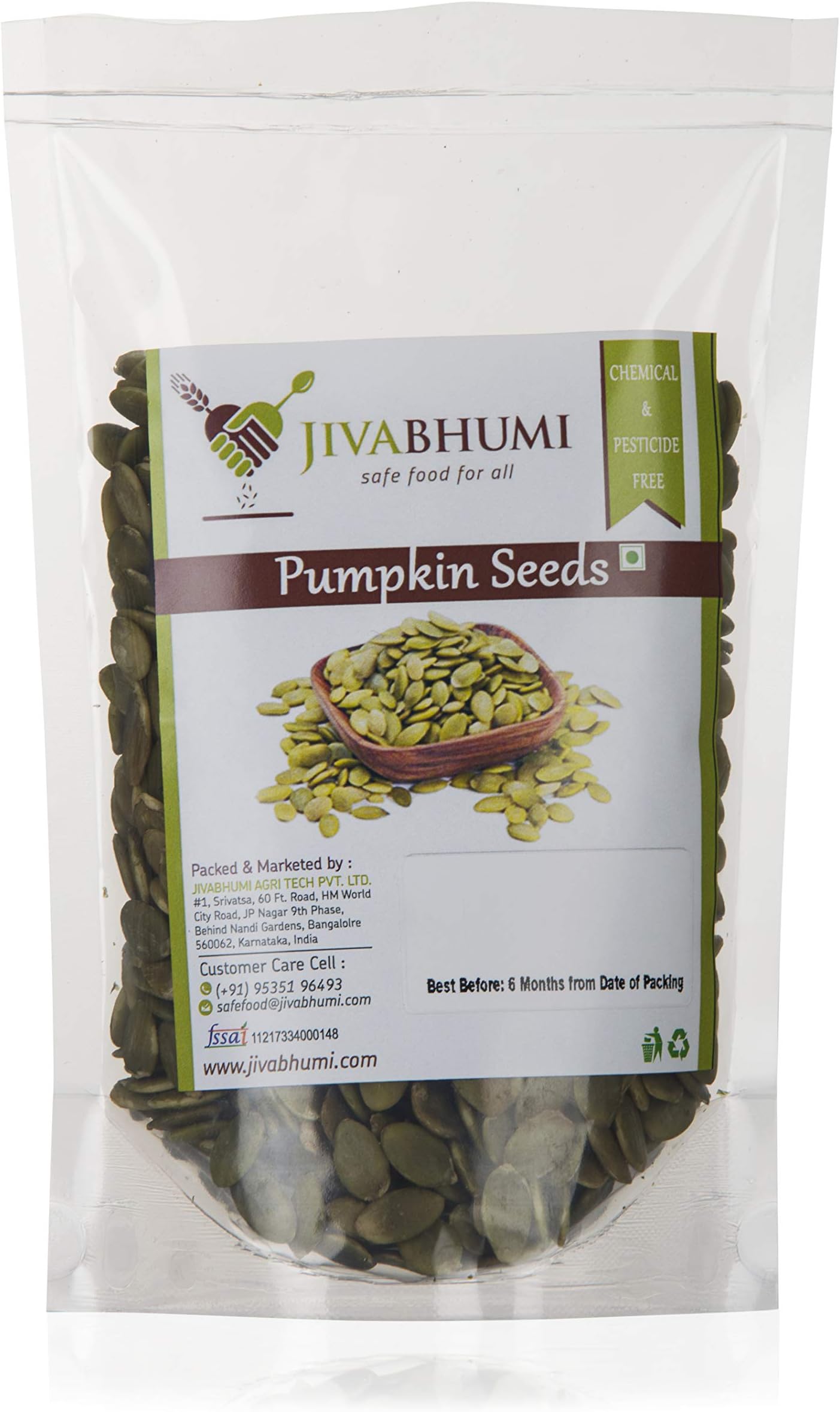 Jivabhumi Organic Raw Pumpkin Seeds 250g | Gluten-Free Superfood | Plant Protein Rich | Boosts Immunity | Healthy Pumpkin Seeds for Eating & Snacking