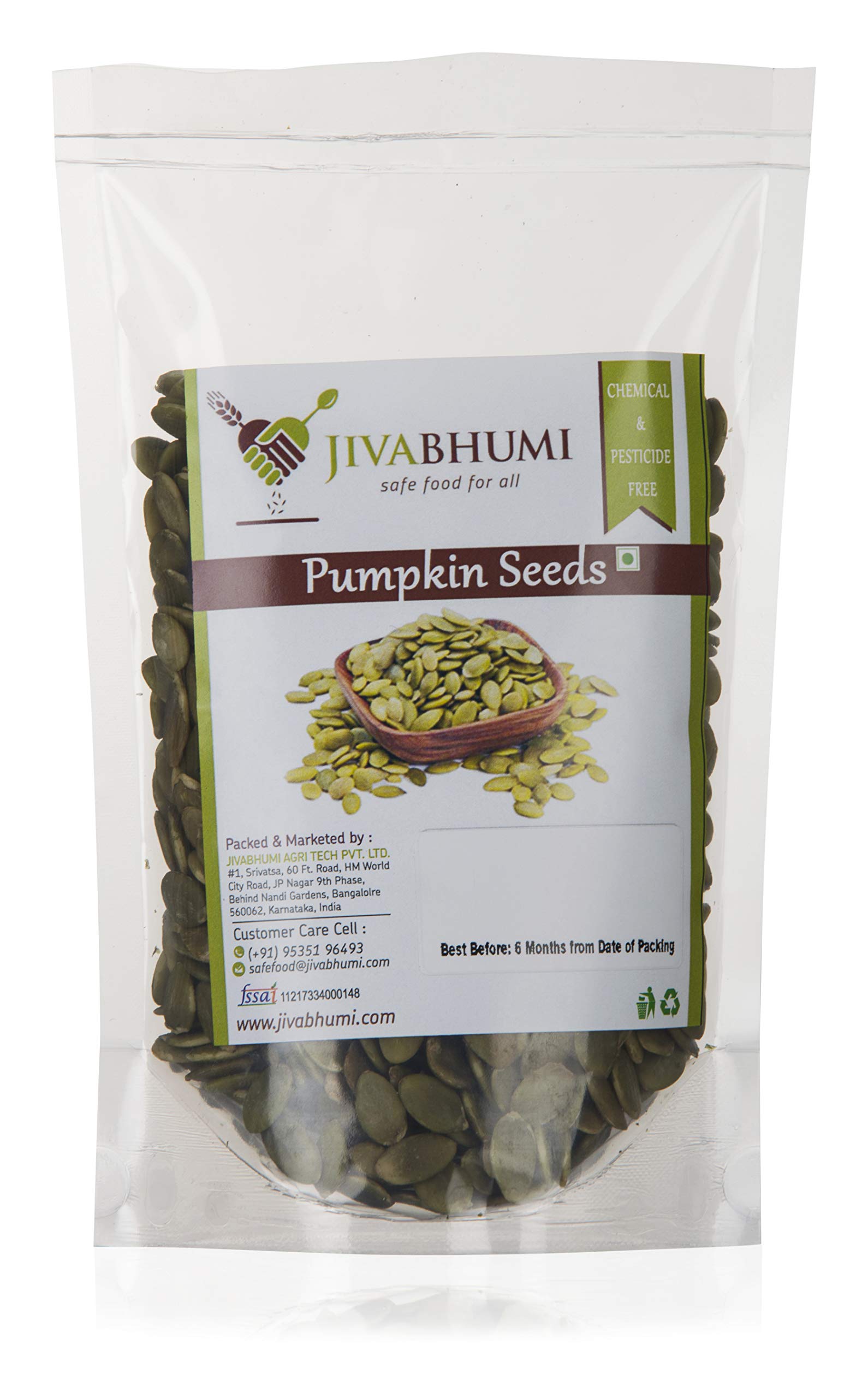 Jivabhumi Organic Raw Pumpkin Seeds 250g | Gluten-Free Superfood | Plant Protein Rich | Boosts Immunity | Healthy Pumpkin Seeds for Eating & Snacking