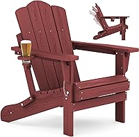 Vista 20 de KINGYES Juego de 2 sillas Adirondack de HDPE con respaldo ajustable plegable, color blanco