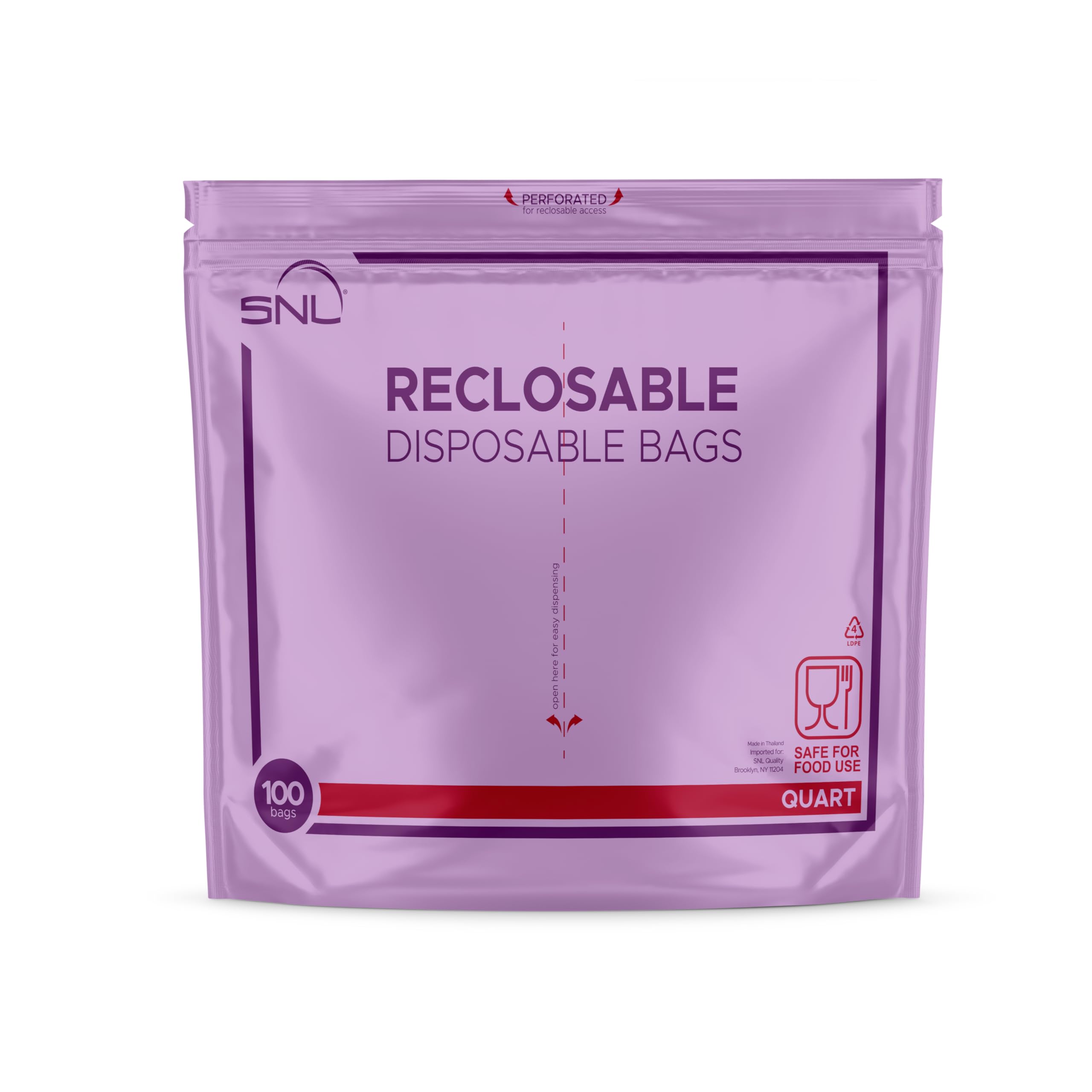 SNL - Bolsas de almacenamiento de alimentos transparentes de 200 cuartos de galón, cremalleras dobles de clic, refuerzo, paquete dispensador
