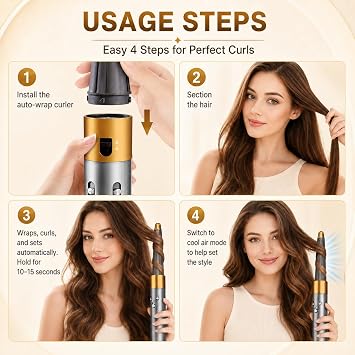 20-36mm/0.78-1.4in Conical Long Barrel Attachment for Dyson Airwrap HS01 HS05 HS08, Adjustable Bidirectional Curling, Auto-Wrap Curling Iron Curler, Create Bouncy Curls or Waves