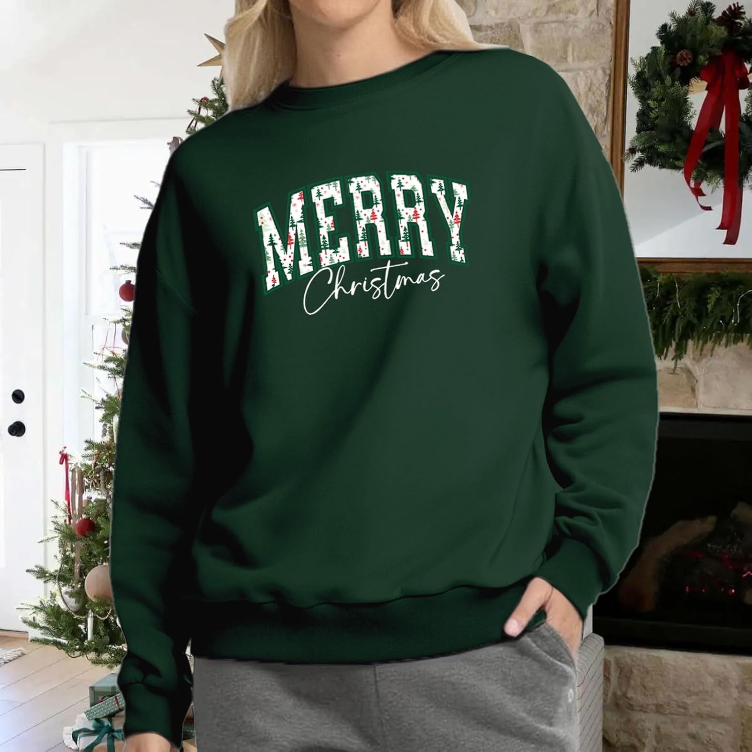 Christmas Sweatshirts for Women Merry Christmas Long Sleeve Tshirts Xmas Holiday Pullover Tops - Image 4