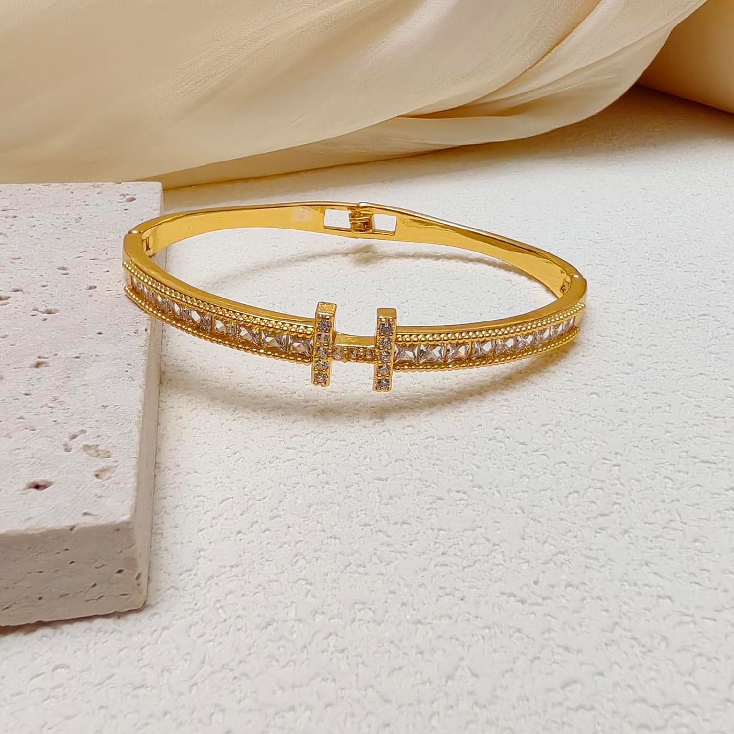 Dainty Bangle Bracelet for Women Personalized Cubic Zirconia Love Bracelets Tiny Waist Oval Bangles Bracelets Gifts for Love - Image 5