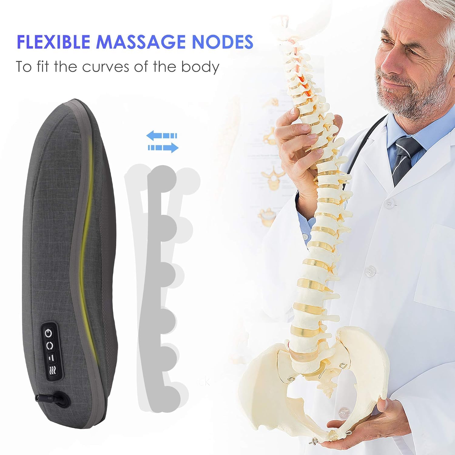 COMFIER Corded Back Massager with Heat - 12 Ball Massager For Back, Neck, Calf, Shoulder, Palm, Lower Leg, Thigh Shiatsu Massage Chair Pad with Adjustable Intensity - Image 5 thumbnail