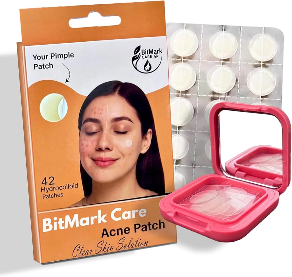 Pimple Patches for face | Hydrocolloid Patches with Mirror Case – Invisible Acne Patches, Absorbs Zits & Blemishes | Acne stickers for All Skins (42 Count)