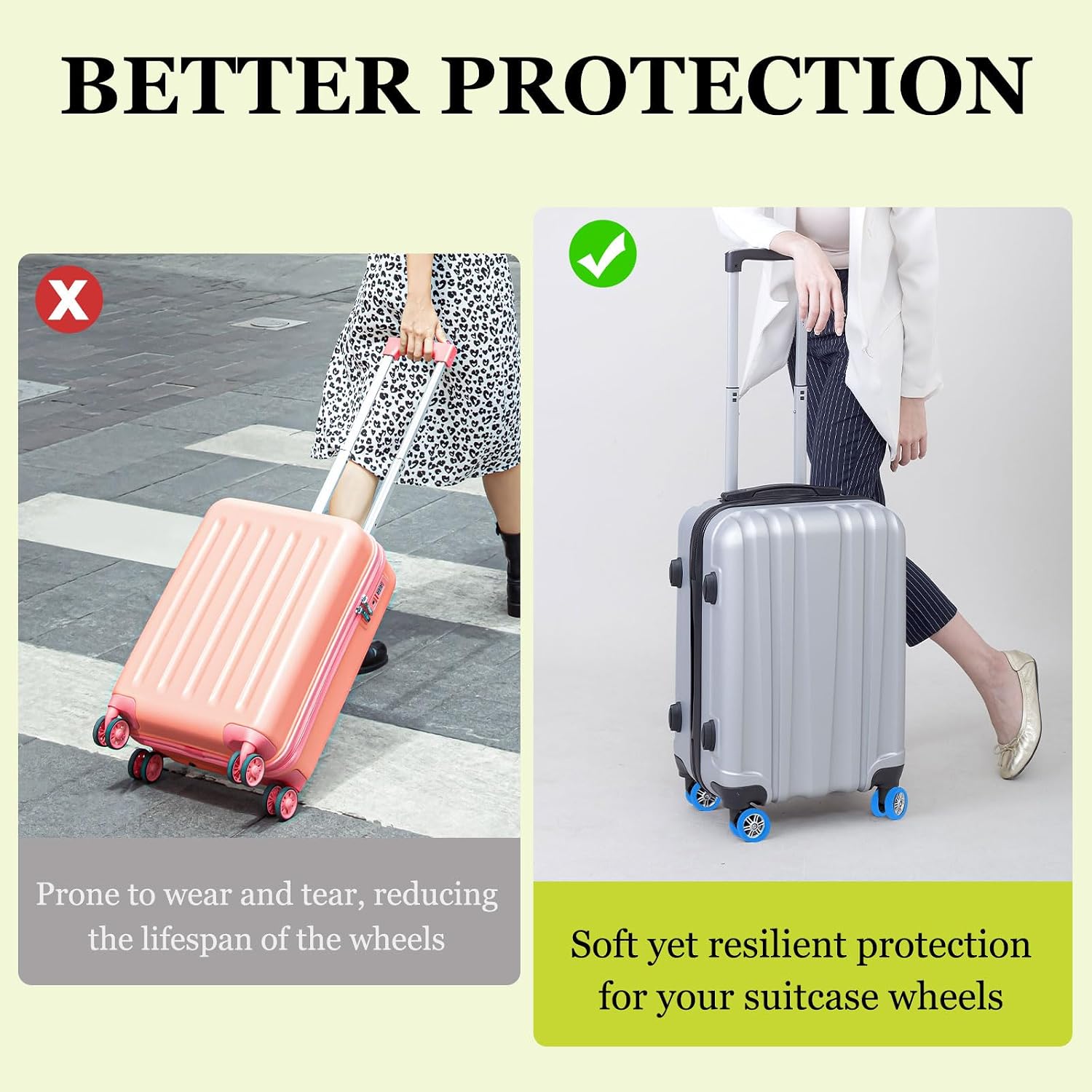 16 Pack Luggage Wheel Protection Cover, Wear Resistant Anti Noise Silicone Protector Cover for 2-3" Spinner Wheel for Suitcase Chairs Caster Travel, Black image 4