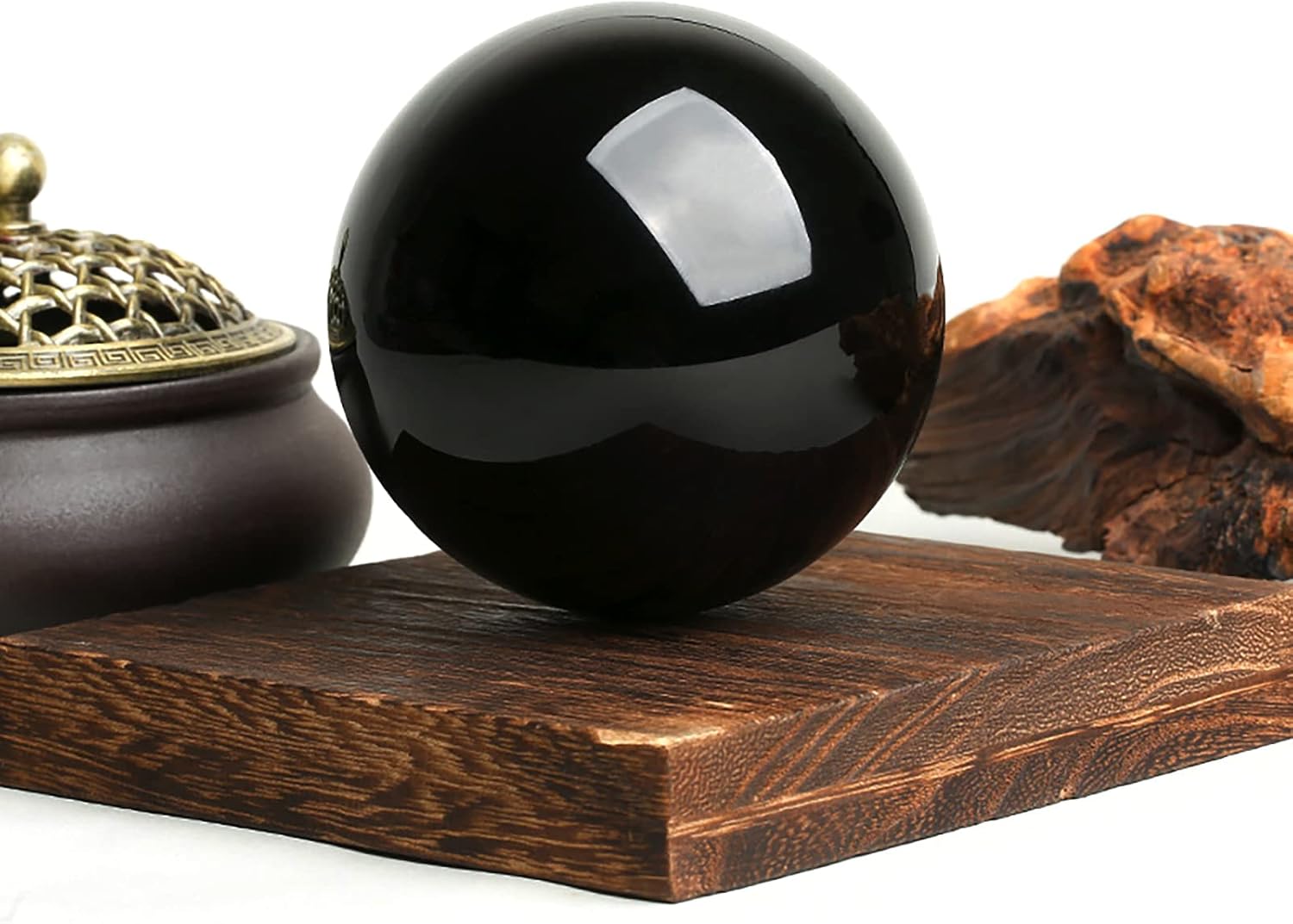Amazon｜[TANAKA・YA] 天然黒曜石玉 台座付き グッズ 置物インテリア