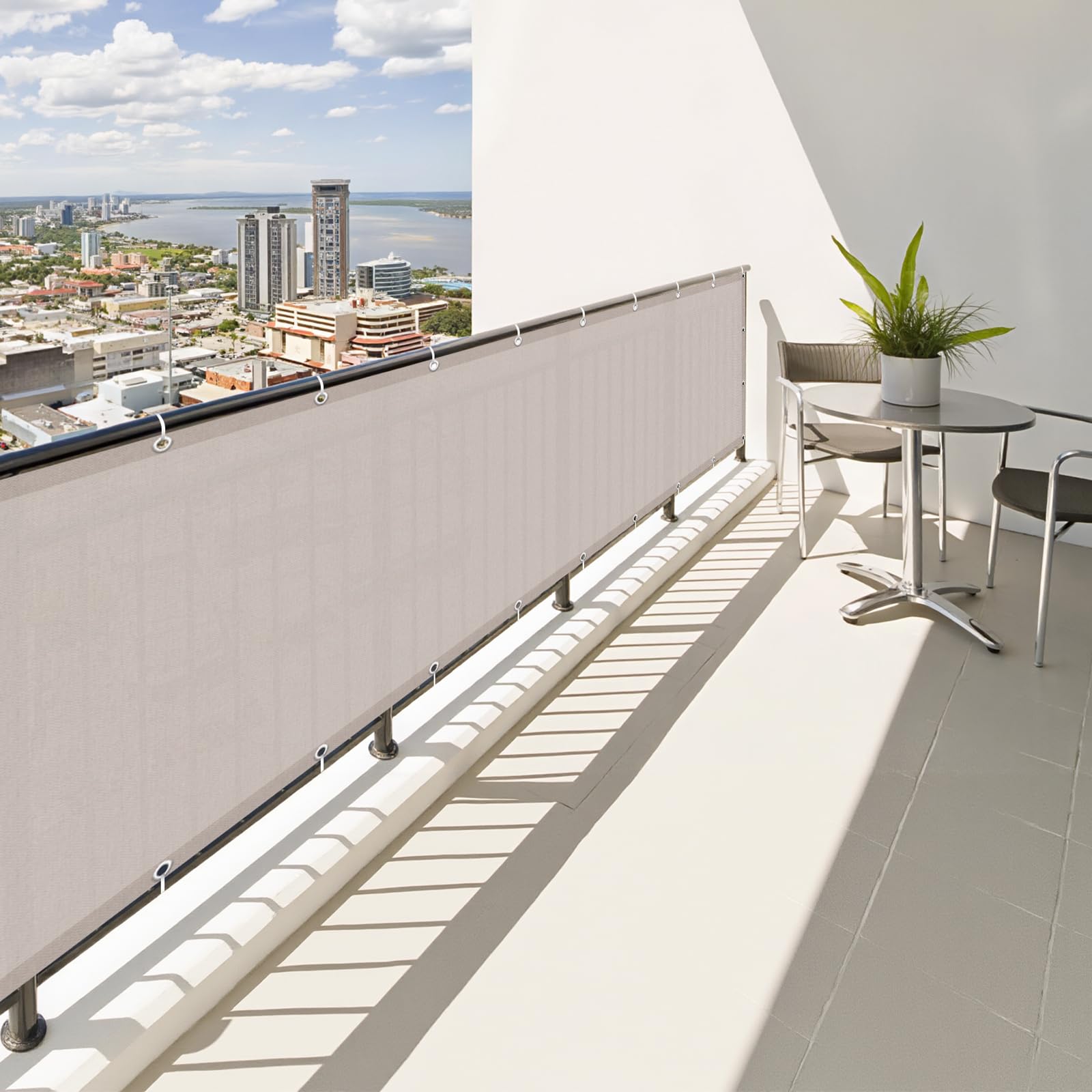 SUNNY GUARD Balcony Privacy Screen 70x500cm Fence Screen for Balcony and Patio Balcony Cover,UV protection windproof and waterproof,with Cable Ties,Taupe