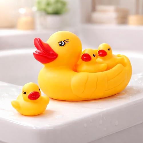 Toyshine Squeezy Chu Chu Ducks, Duck Family, Bath Toy with Sound (Yellow, Set of 3)