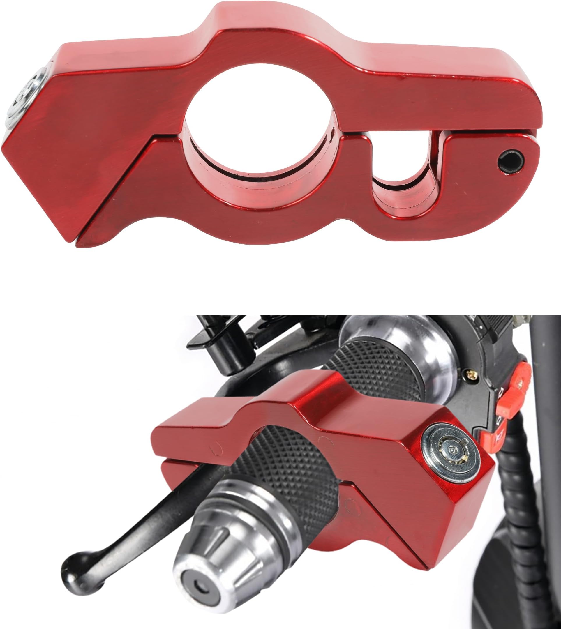 bylikeho Motorcycle Lock, Heavy Duty Anti-Theft Bike Handlebar Lock,Car Accessories Handlebar Throttle Grip Brake Lever Security Motorcycle Locks,Ultimate Security for Motorcycle (Red)