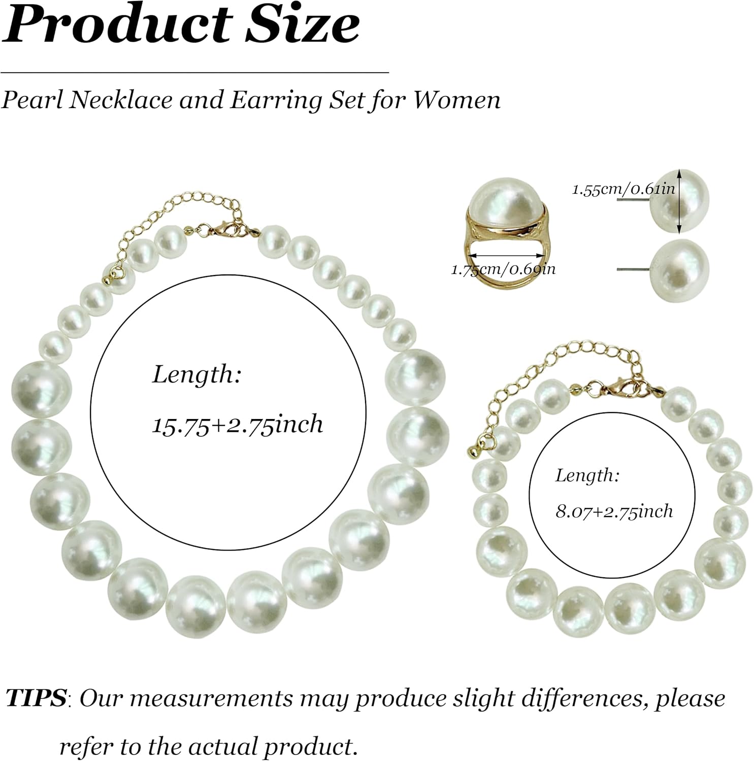 Pearl Jewelry Set for Women Pearl Necklace and Earring Set Bridal Jewelry Set for Wedding Elegant Pearl Jewelry - Image 5