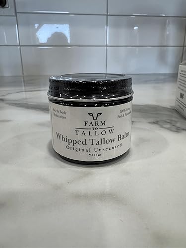 FARM TO TALLOW Bálsamo de sebo batido para cara, piel y cuerpo, suave e hidratante, 4 onzas, vainilla de menta, hidratante de sarga de ternera,