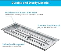Vista 3 de Skyflame Sartén rectangular de acero inoxidable con quemador para interiores y exteriores, área de combustión de 30 x 10 pulgadas
