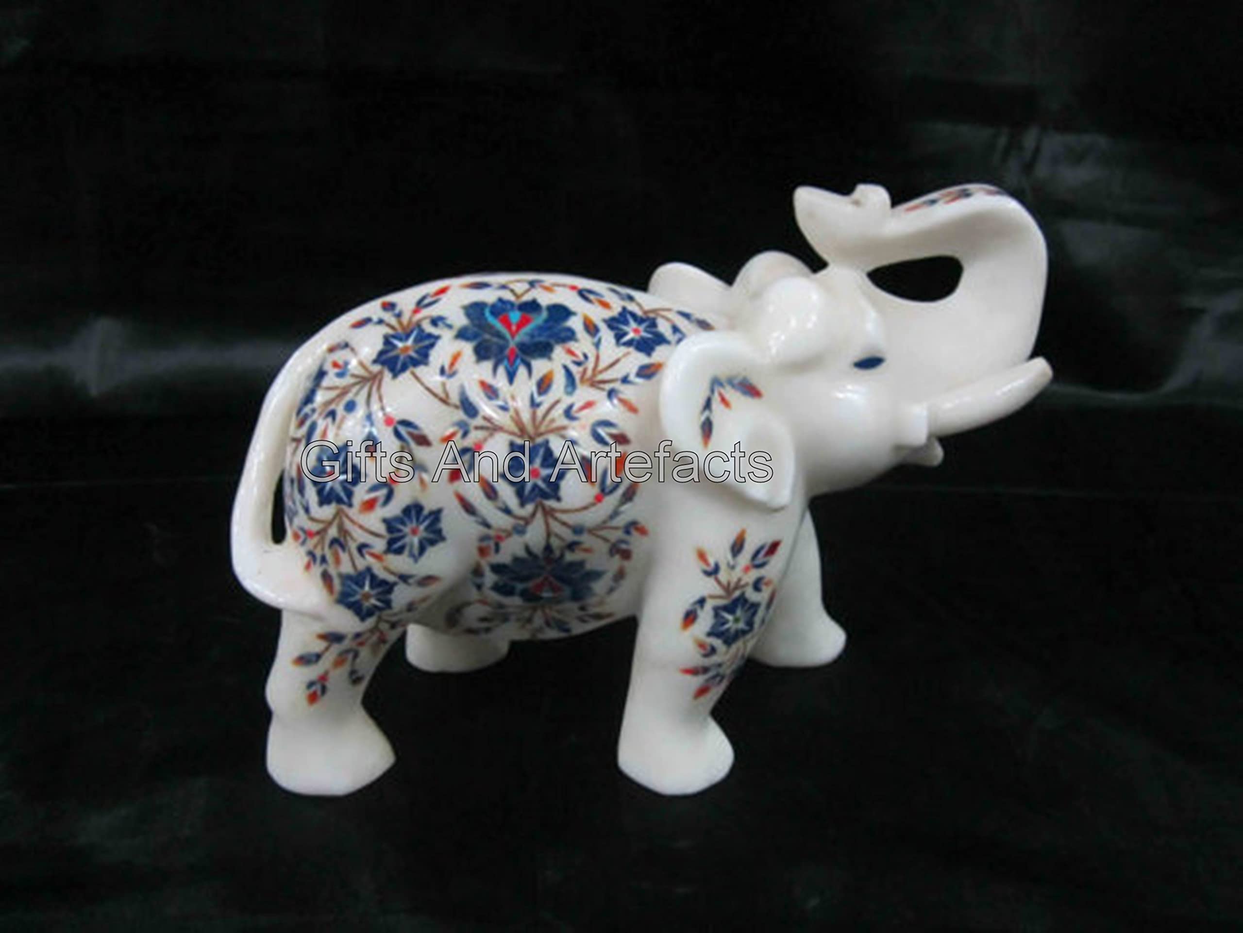 Estatua de elefante bohemio I Estatua de elefante de mármol vintage I Escultura de decoración de interiores I Estatua de elefante para regalo I simbolismo de 8 pulgadas Estatua de elefante I