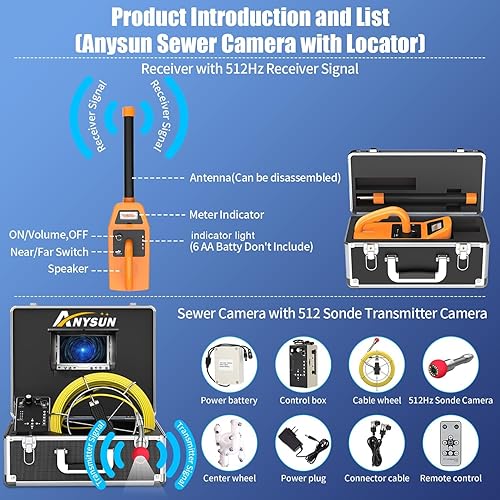 Vista 26 de Anysun Cámara de alcantarillado, cámara de serpiente de 100 pies con contador de distancia, DVR, equipo de inspección de tuberías de alcantarillado