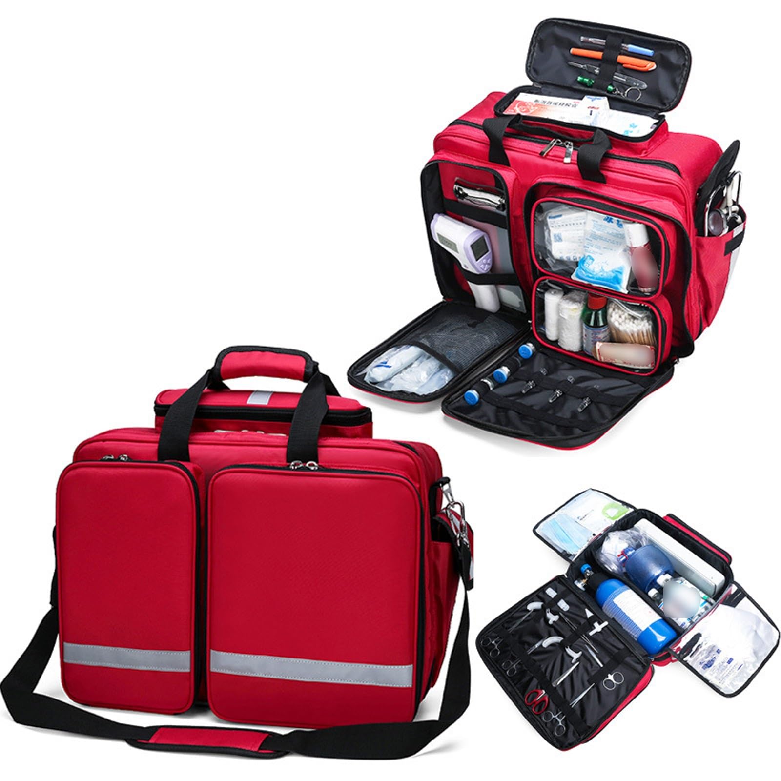Botiquín De Primeros Auxilios Portátil De Gran Capacidad,Reflectante De Seguridad, Multicapa,Ideal For Rescate Médico,Médicos, Senderismo Y Emergencias Al Aire Libre(Navy blue)