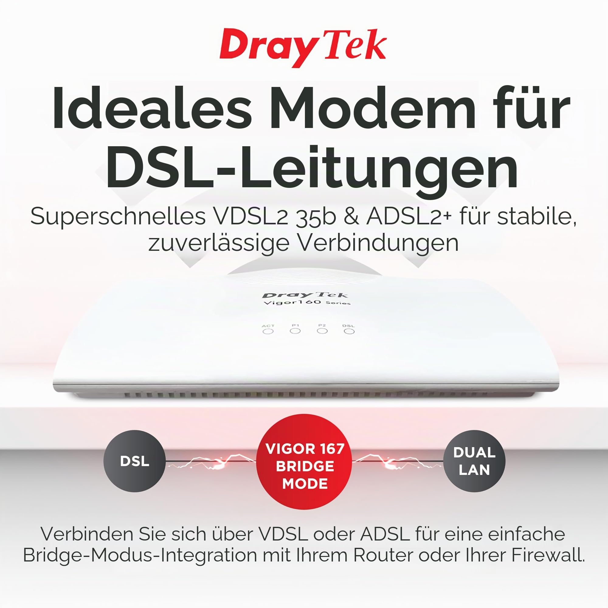 Draytek Vigor167 Modem 30000 Kbit/s (vdsl2 & Adsl2+ To Ethernet Modem/bridge)