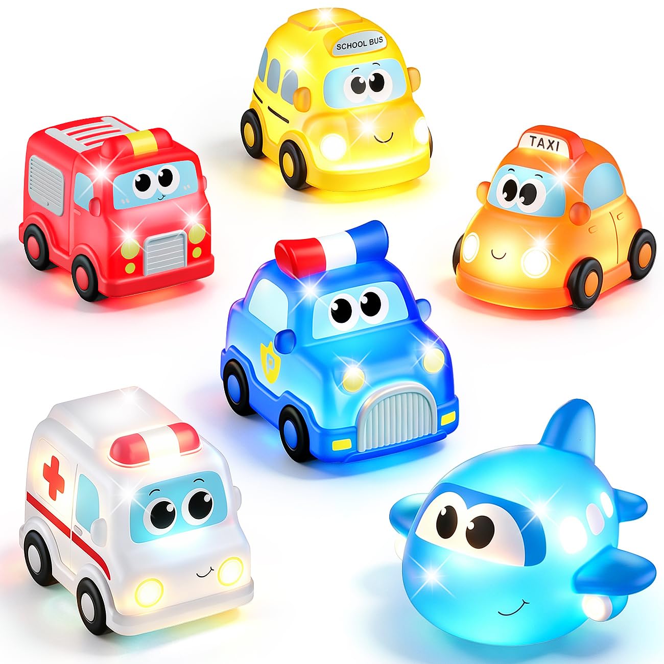 Car Light Up Bath Toys for 1 2 Year Old Boys Gifts, Baby Water Activated Bath Toys for Kids, No Hole Bathtub Toys for Baby Boy Shower Birthday Gifts - 6 Pack