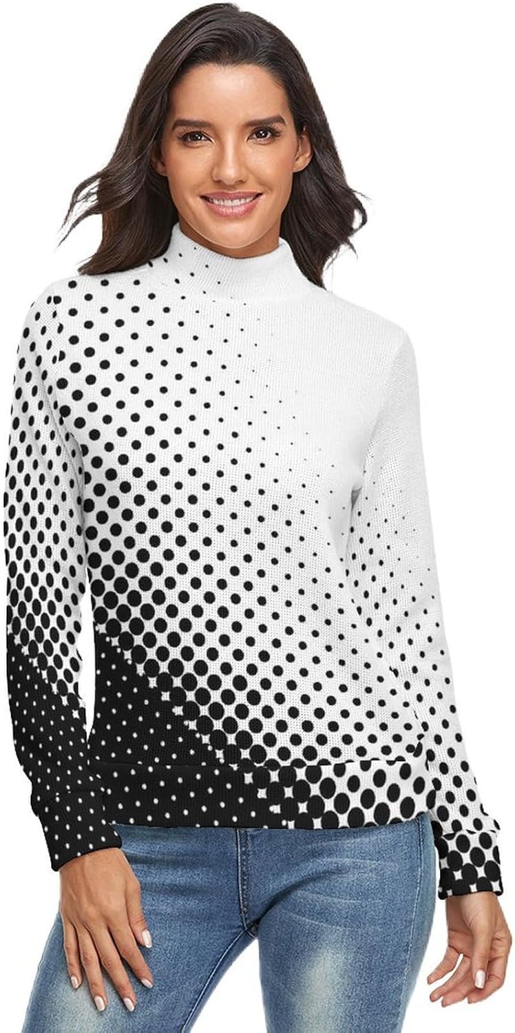 Bloody Horror Scruffy Splatter Sweater Woman Long Sleeve Turtleneck Sweater Slim Tops Shirts Thermal
