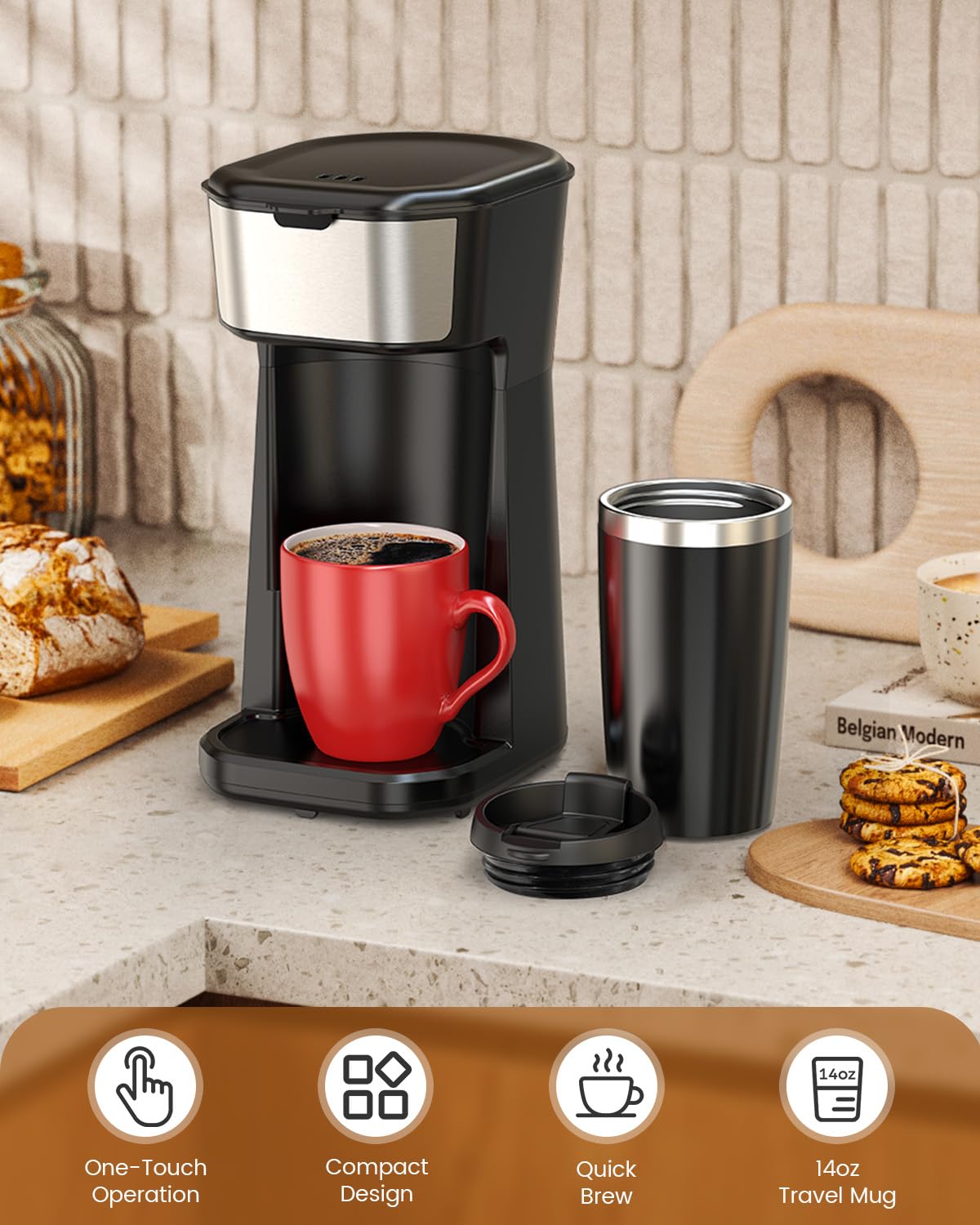 Chefman Single Serve Coffee Maker Ground Coffee Coffee Machine Ninja CFP301  Dual Brew Pro 12 Cups Specialty Coffee Maker Single Serve- Black For Sale  Compact Coffee Maker With Removable Reservoir