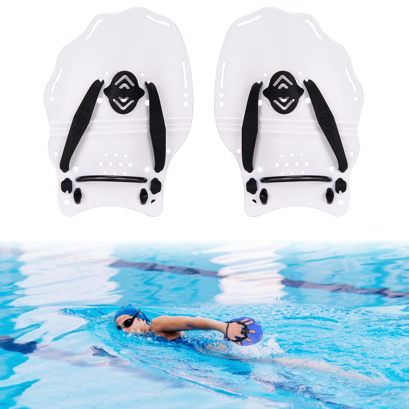 Hikeen Swim Paddle Hand for Adult and Junior, Swim Training Hand Paddles with Adjustable Straps, Swimming Hand Paddles for Training