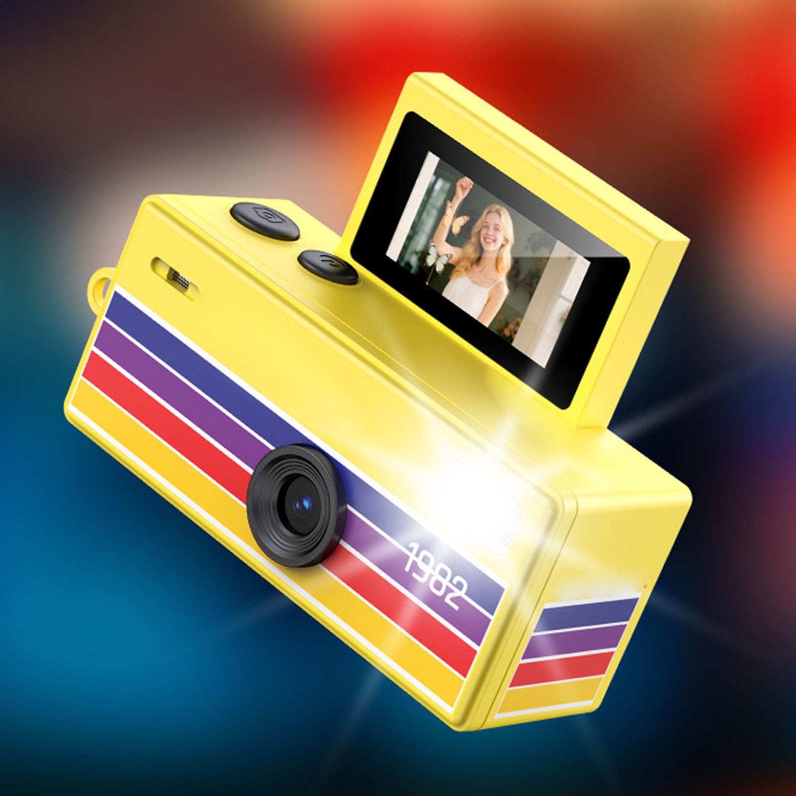 Mini Fotocamera Portachiavi, Videocamera Digitale Portachiavi con Messa a Fuoco Automatica HD 1080P, Fotocamera retrò Portatile con Schermo Ribaltabile e Obiettivo Granda
