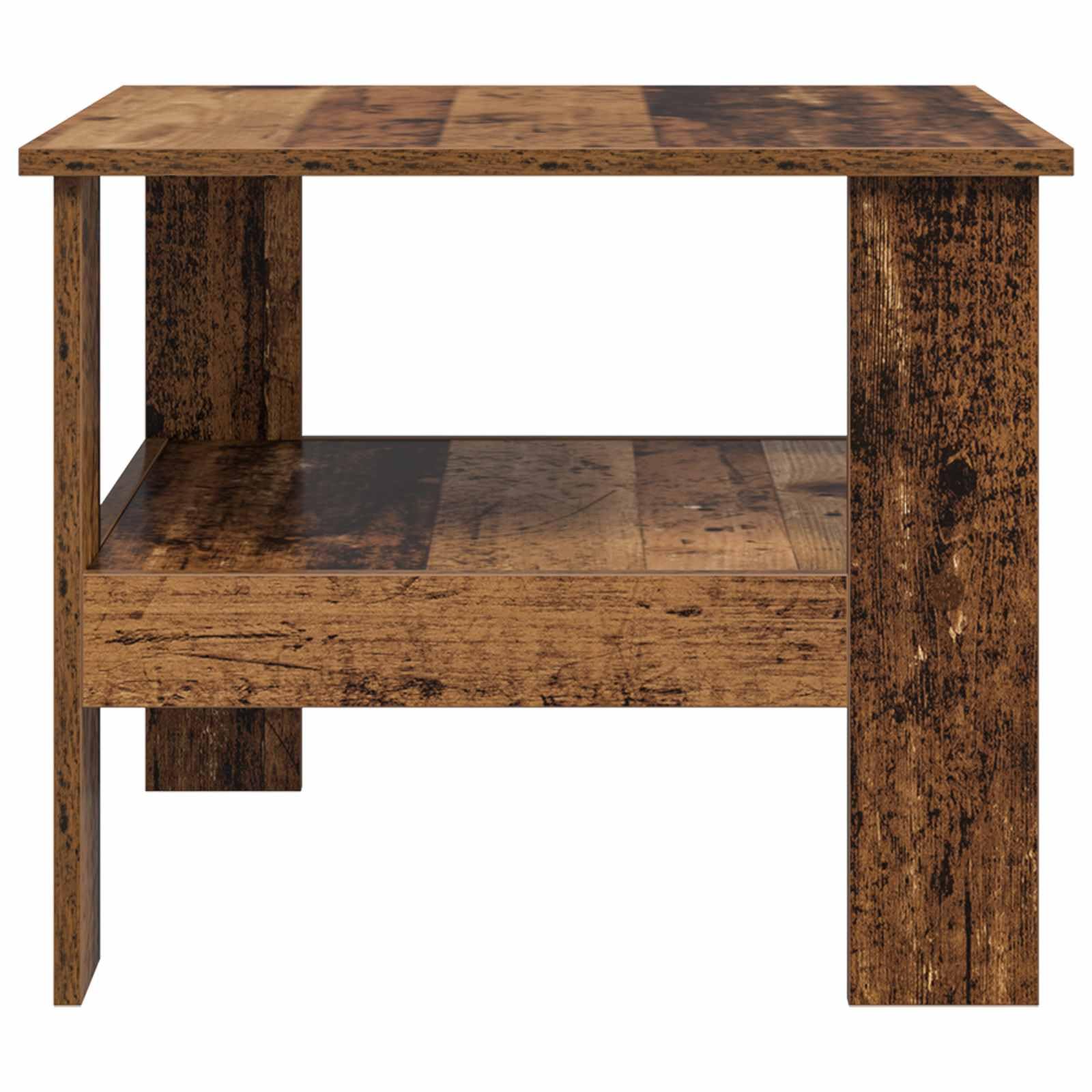 Tavolino da salotto in legno vecchio rettangolare 57 x 55 x 45 cm con ripiano contenitore, mobiletto moderno per soggiorno, salotto, ufficio, camera, angolo decorazione salvaspazio