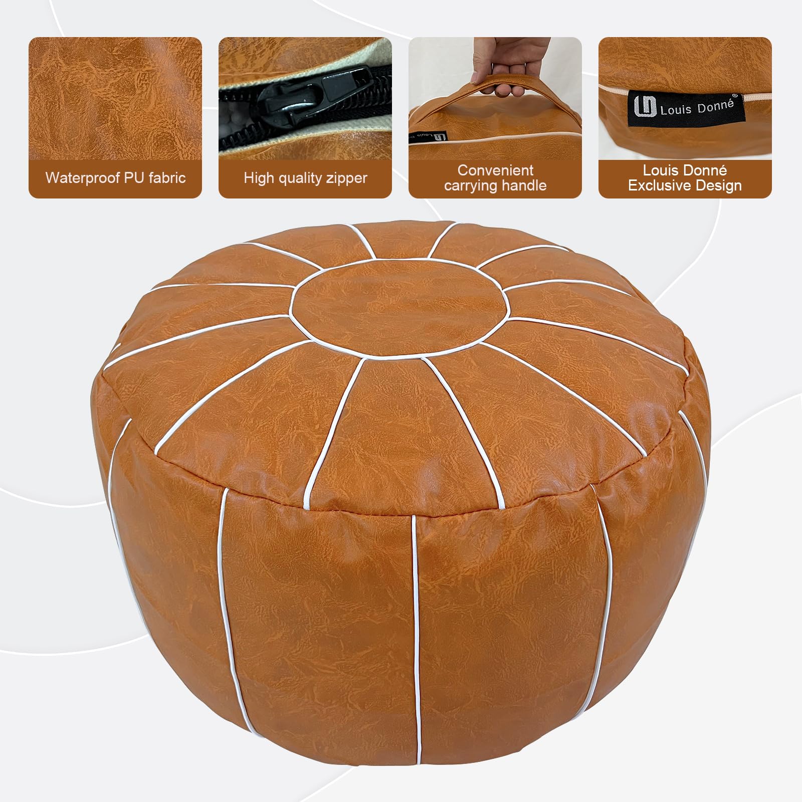 Louis Donné Unstuffed Ottoman Pouf Cover, Faux