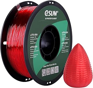eSUN Flexible TPU Filament 1.75mm, 3D Printer Filament TPU-95A, Dimensional Accuracy +/- 0.05mm, 1KG (2.2 LBS) Spool 3D Printing Filament for 3D Printers, Transparent Red