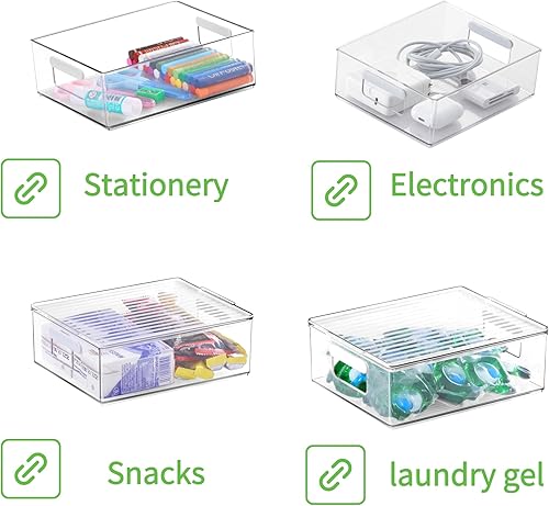 Miniatura 4 de vacane Paquete de 4 cubos de plástico para organización y almacenamiento de despensa con asa, organización de cocina o almacenamiento de cocina,