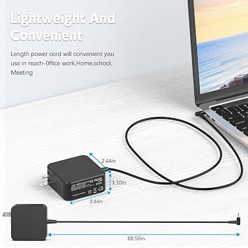 ROLADA 45W Charger for Asus L210MA L410MA L510MA VivoBook 15 F510U F512DA F512JA F415 L402 L203MA X S M ZenBook Flip Prime Q K R A Taichi Transformer Book Power Adapter 19V 2.37A 6.6ft with 4.0mm Tip