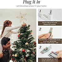 Vista 5 de Lewondr Estrella de Navidad para Árbol, Control Remoto USB 30 cm de Diámetro con Luces y Perlas, Temporizador de 6H, Decoración para Árbol