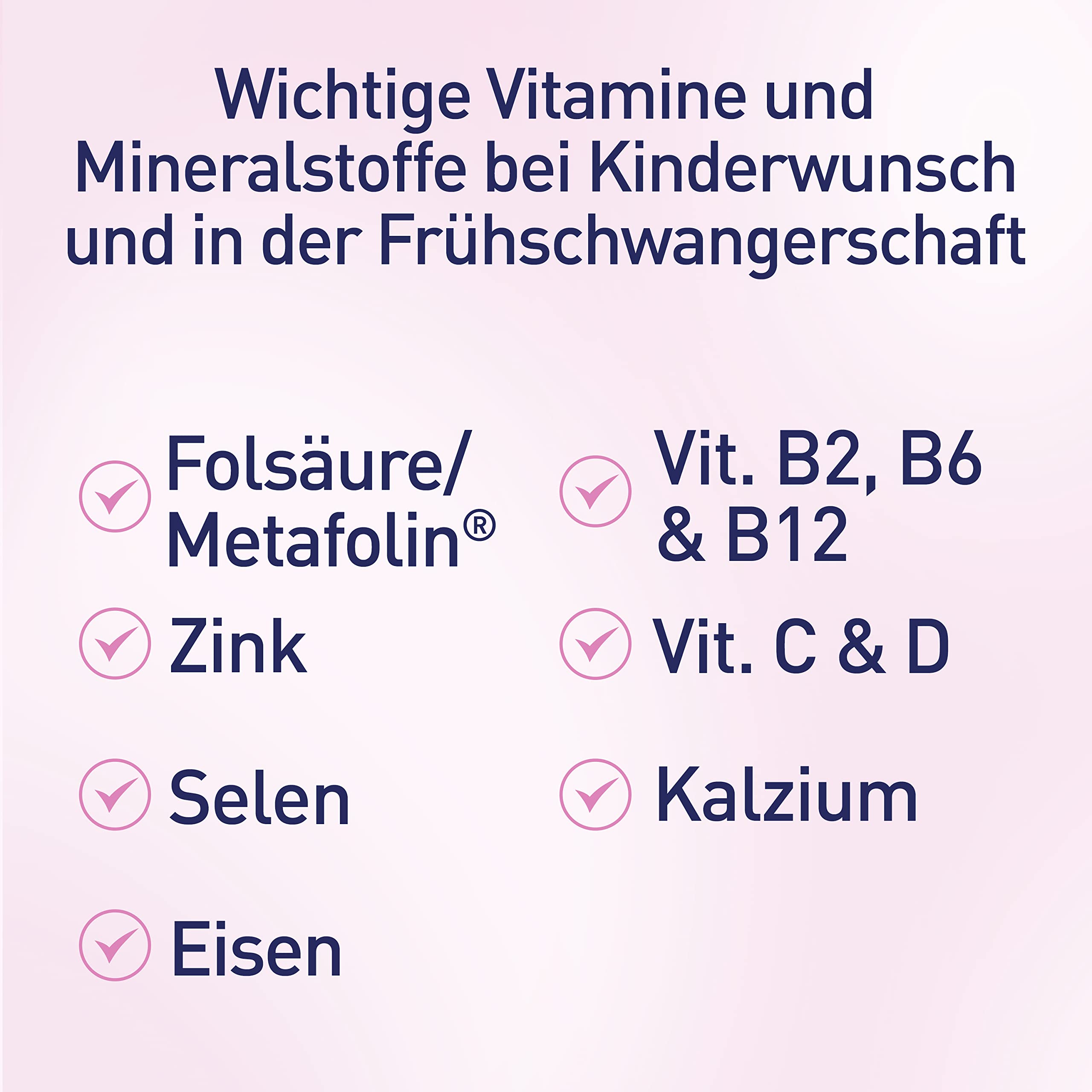 Elevit 1 | Kinderwunsch und Schwangerschaft | hochdosierte Folsäure & Metafolin | weltweite Nr. 1 der Schwangerschaftsvitamine | 60 Tabletten