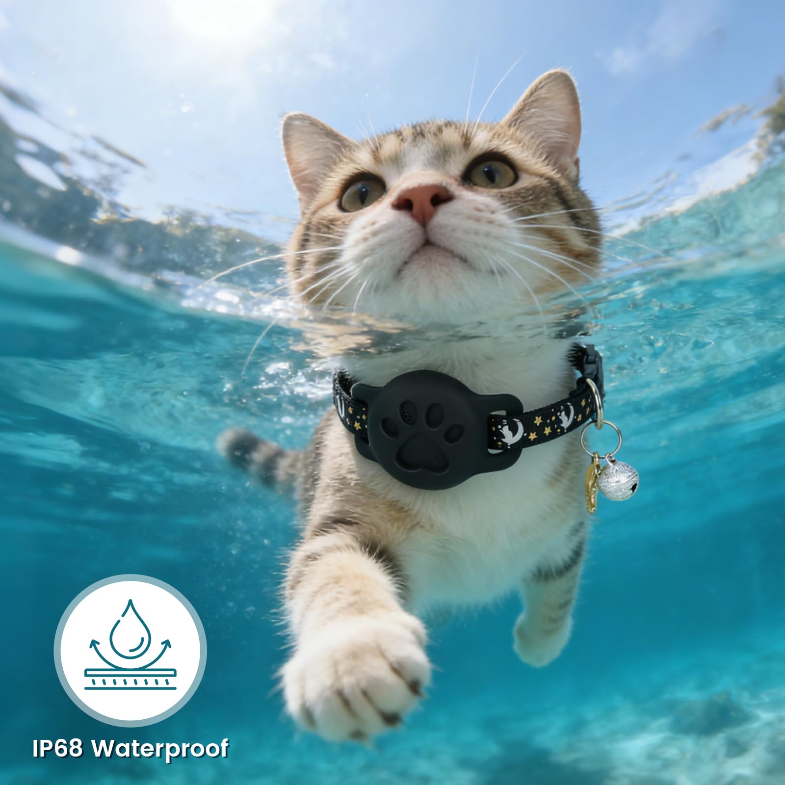 Rastreador GPS para gatos y perros compatible con Apple iOS y Android Google Find My, collar de gato con rastreador sin suscripción para seguimiento de ubicación, etiqueta inteligente Bluetooth mini