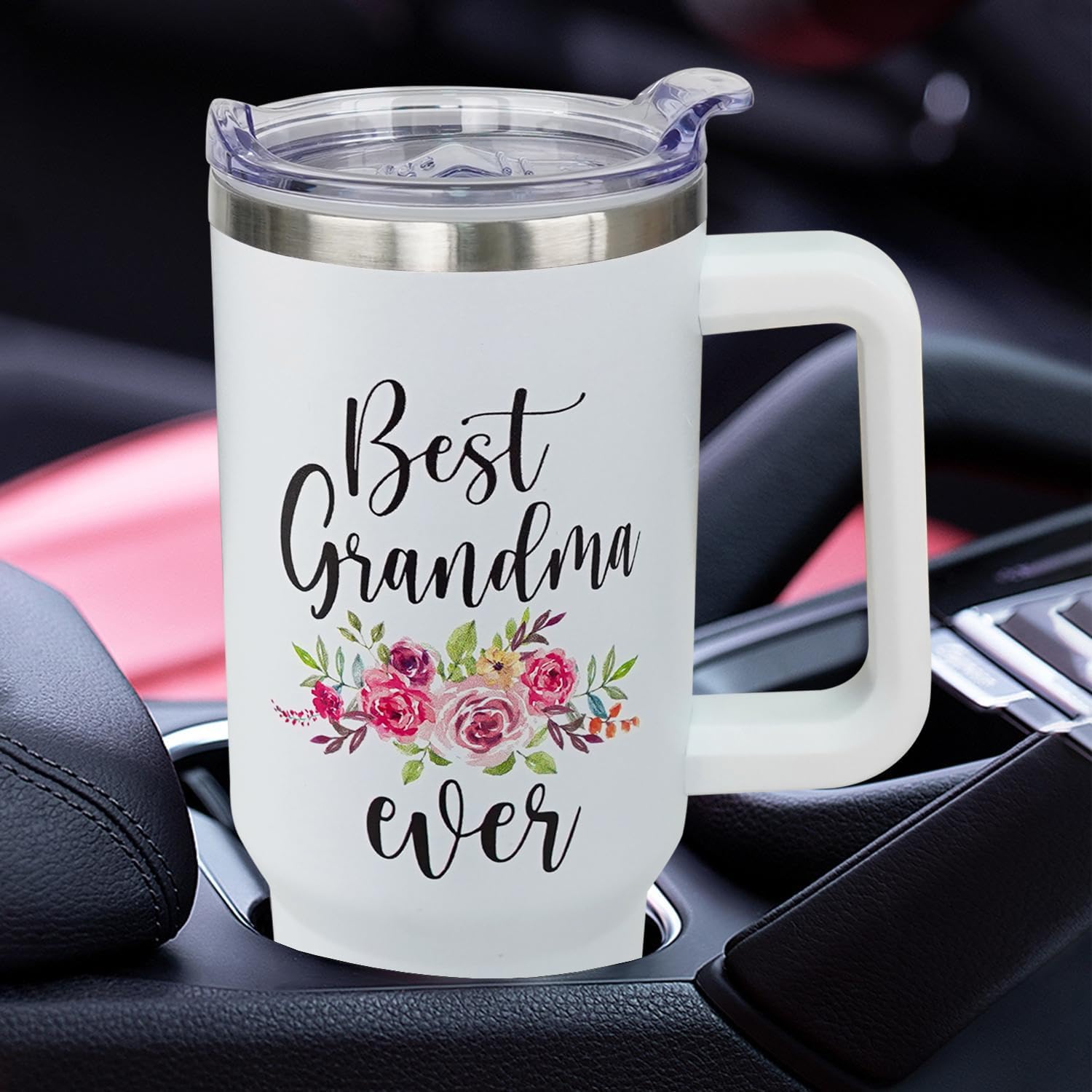 Grandma Tumbler Best Grandma Gift Grandmother Mother's Day Gifts Birthday Gifts from Grandchildren for Gigi Nana Mimi -40oz Coffee Cup With Handle and Straw Stainless Steel Travel Mugs - Image 6