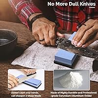 Vista 3 de Intelitopia Complete Knife Sharpening Stone Set – Dual Grit Whetstone 400/1000 3000/8000 Knife Sharpener with Leather Strop, Flattening Stone