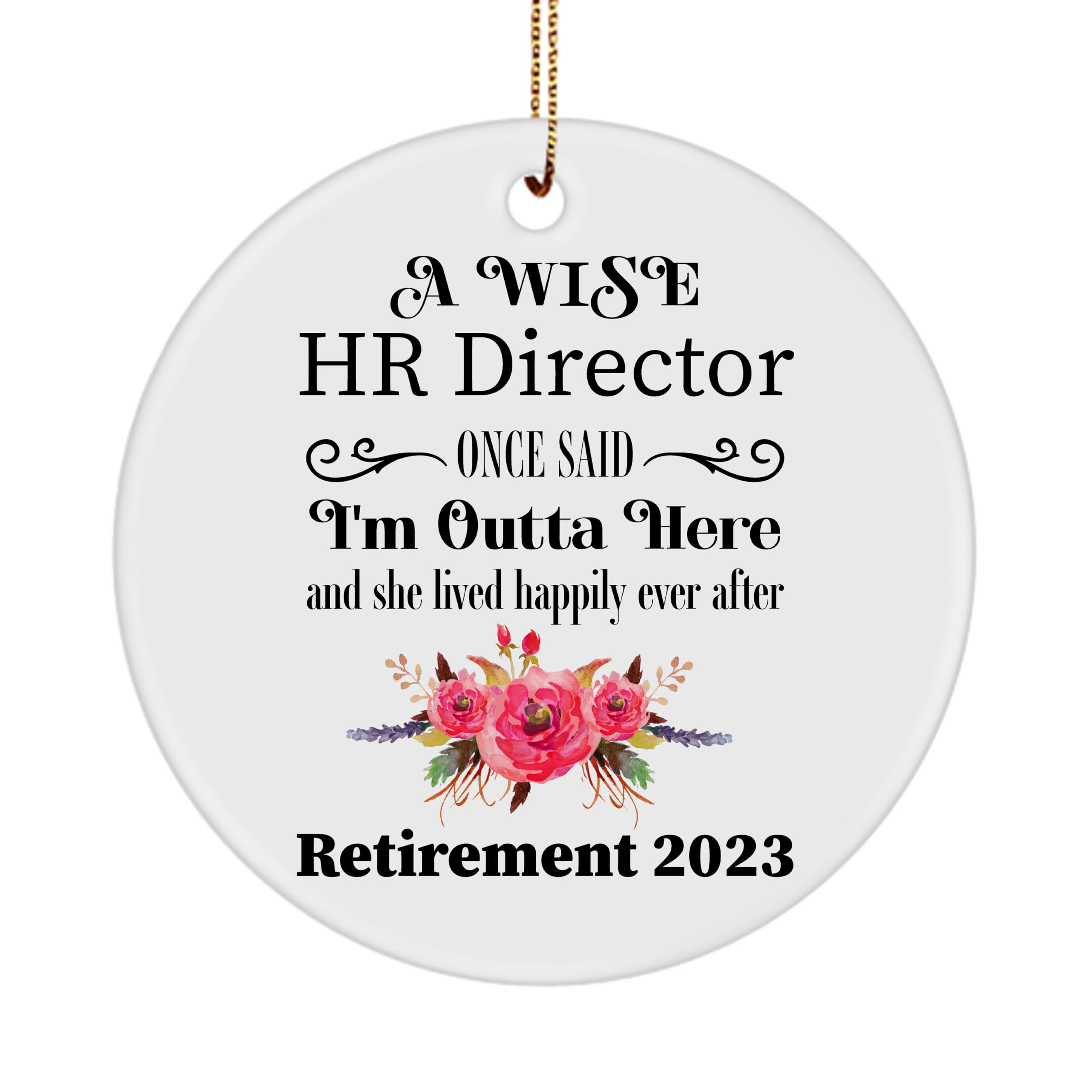 HR Director Retirement Ornament 2023, Gifts for Retiring Human Resource Generalist Manager, Farewell Party Decoration Christmas Tree, Ceramic Circle, A Wise Women