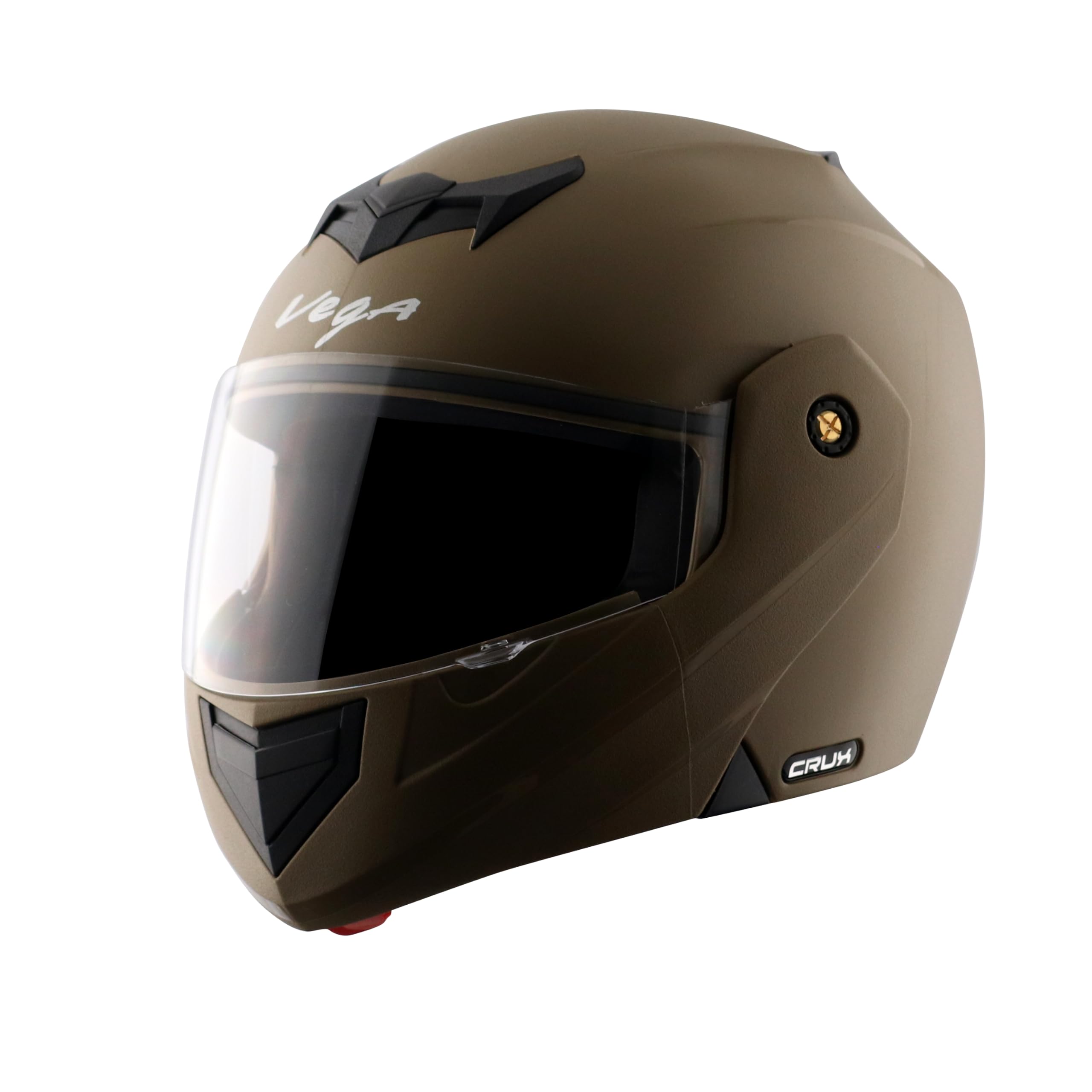 Vega Crux Textured Finish flip-up Helmet with Scratch-Resistant Shield & High-Impact Protection – Desert Strom, M-image-49
