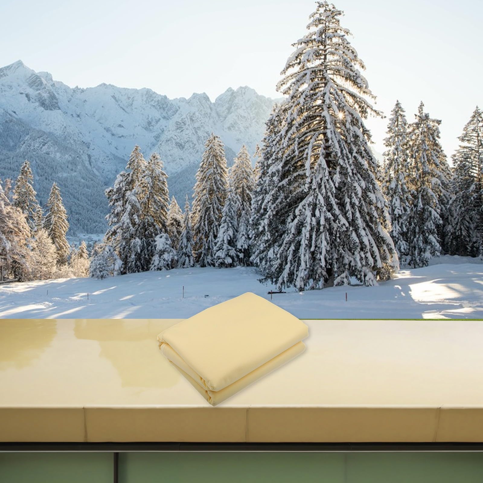 Grande copertura antigelo per piante, in tessuto non tessuto spesso con coulisse e cerniera, per le stagioni invernali, beige, 120 x 180 cm