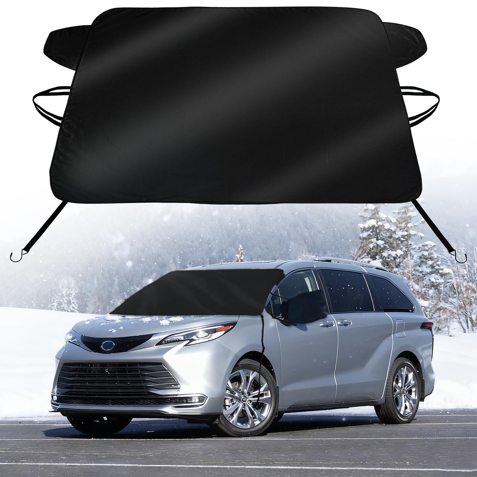 Windshield Cover for Ice and Snow for Toyota Sienna 2021-2026 2027 L LE SE XLE Limited Van Minivan Windshield Cover, 2-Layers Hail Shield Windshield Frost Cover for Trucks Comes with Rear Mirror Cover