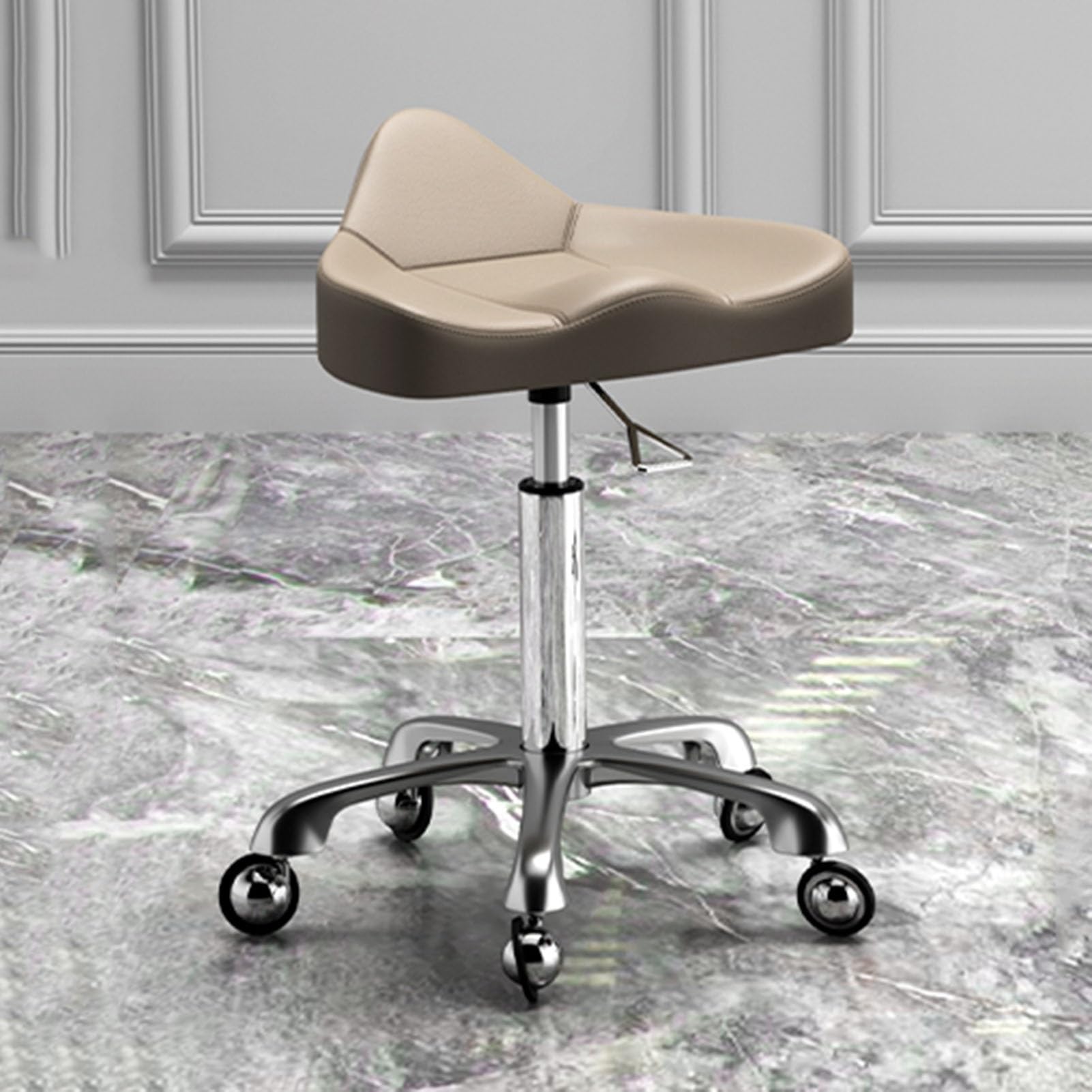 Taburete ergonómico con ruedas, silla giratoria ajustable en altura, resistente para oficina, laboratorio, salón