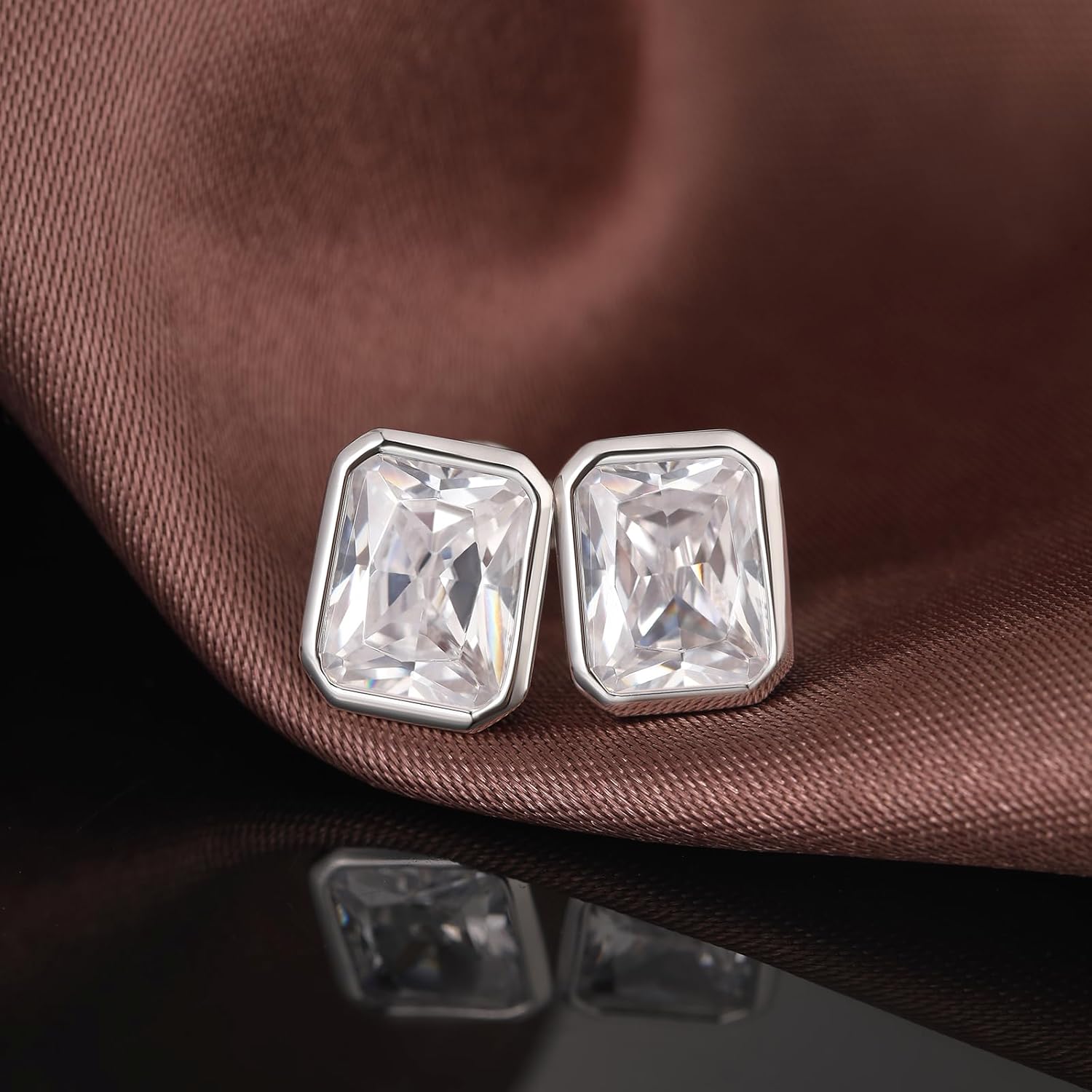 Brilliant Heart-cut/Oval-cut/Trillion-cut/Cushion-cut/Emerald-cut/Marquise-cut Stud, 925 Sterling Silver Cubic Zirconia Stud Earrings for Women Men - Image 3