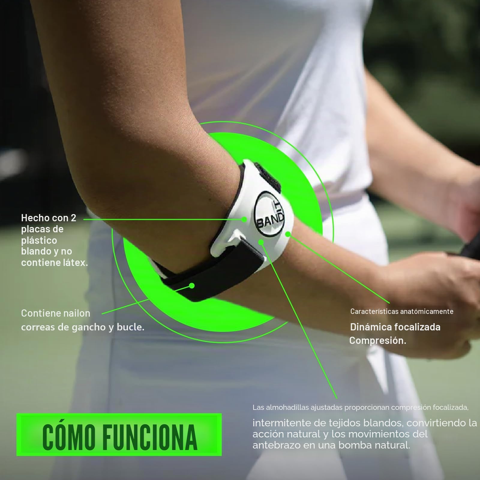 Band-It ABI00 - Cinta Deportiva de sujeción para el antebrazo, Color Negro y Blanco